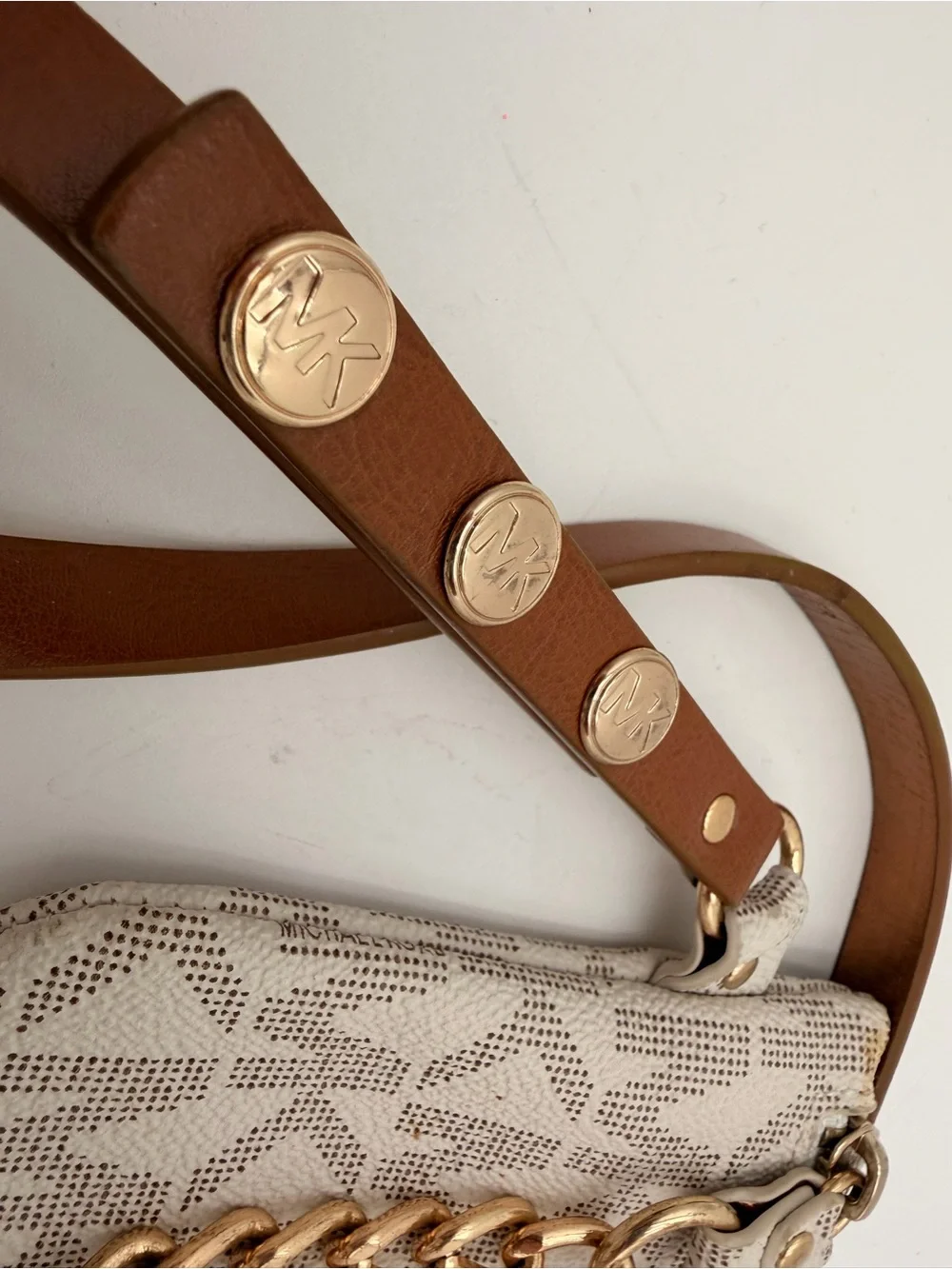 MICHAEL KORS Women's MK Signature Vanilla Synthetic Leather BELT BAG Pouch